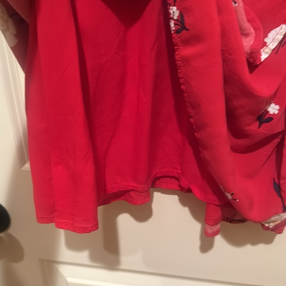 Abercrombie & Fitch Faux Wrap Dress Red with White Flowers - XS - Picture 7 of 8